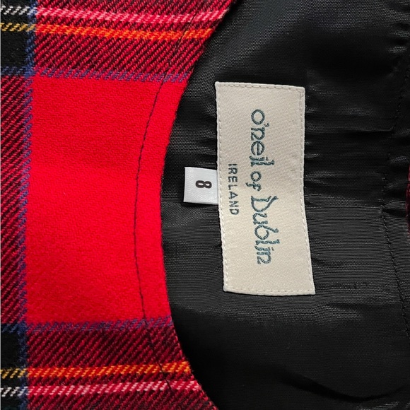 O'Neil of Dublin Red Tartan Plaid Girls Dress Size 8 - Picture 4 of 5